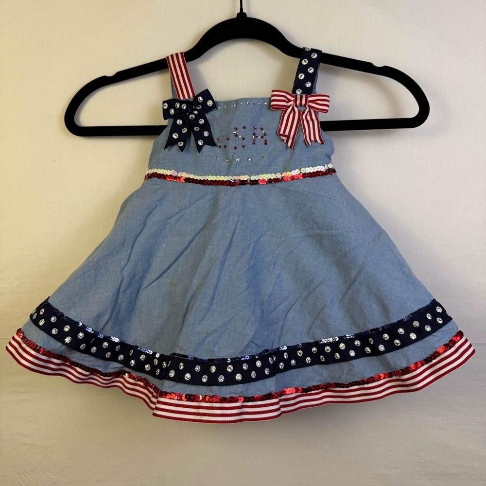 Bonnie Baby Denim Dress 4th of July Girls Size 12M